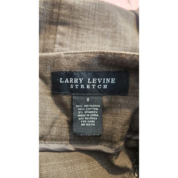 Larry Levine Size 8 Skirt Stretch Brown Belt Included Button Kick Slit - Picture 5 of 7